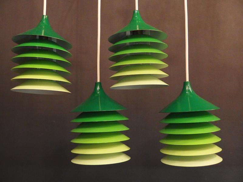 Set of Scandinavian Green Shade Pendant 1灯 4Pset