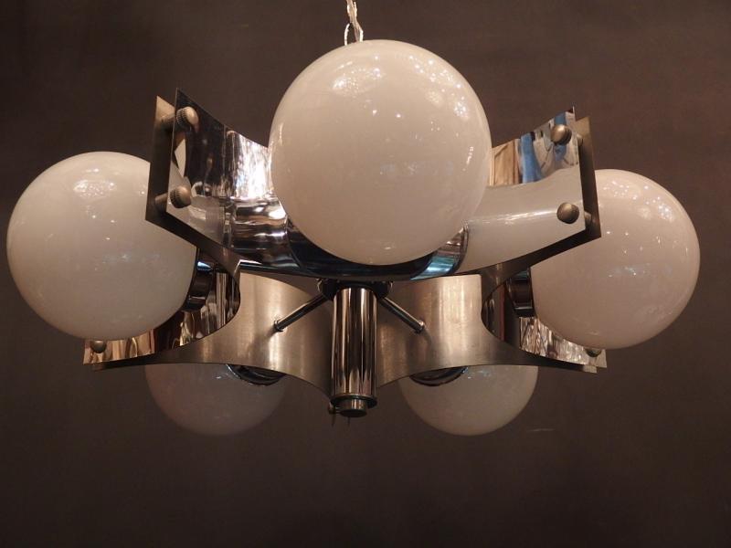 Space Age Glass Shade Chandelier 5灯