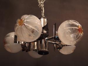 Murano Mazzega Glass Shade Chandelier 5灯