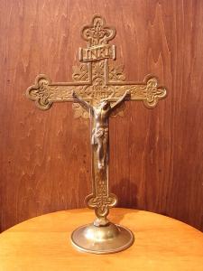 Italian brass crucifix stand