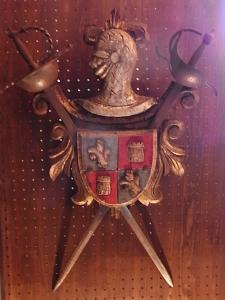 Spanish wood knight emblem wall ornament