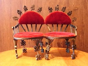 red velvet 2seater mini chair