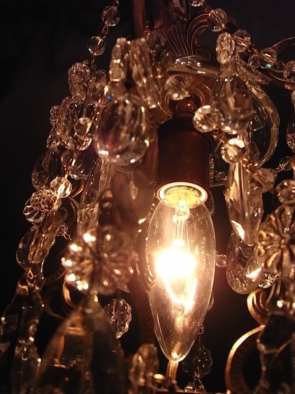 インテリア照明、玄関照明、アンティークフランスシャンデリア、真鍮小型シャンデリア、小さいシャンデリア、ケージシャンデリア　LCH 1175（3）