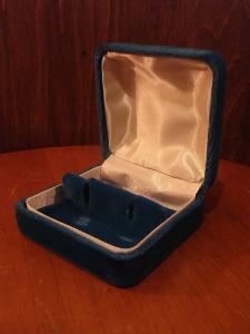 light blue velvet jewelry display case