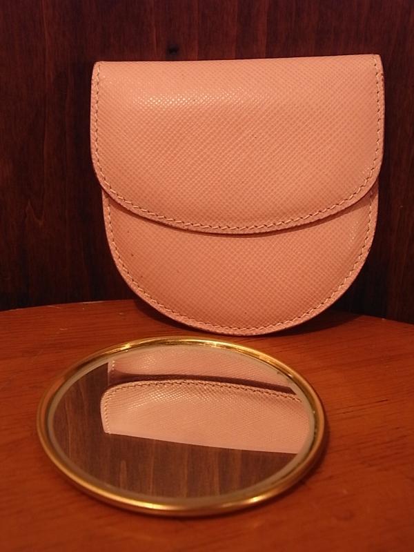 Italian GUCCI hand mirror & pink leather case