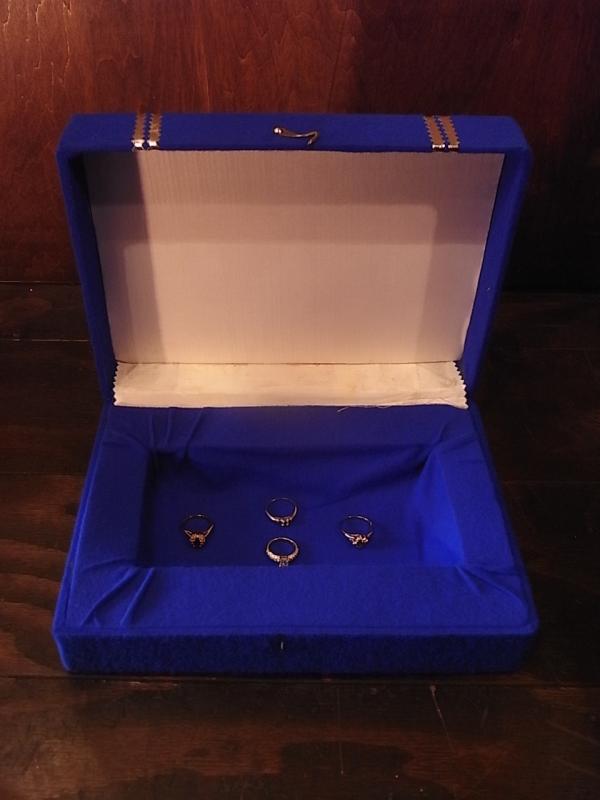 イタリア製青ファブリック宝石箱、アンティークジュエリーケース、宝石ディスプレイ、宝石ケース　BCM 0247（3）