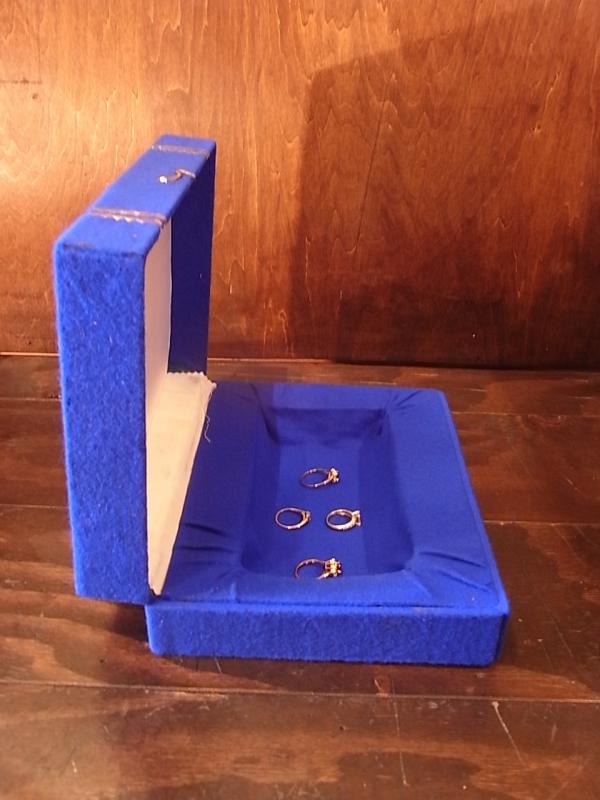 イタリア製青ファブリック宝石箱、アンティークジュエリーケース、宝石ディスプレイ、宝石ケース　BCM 0247（4）