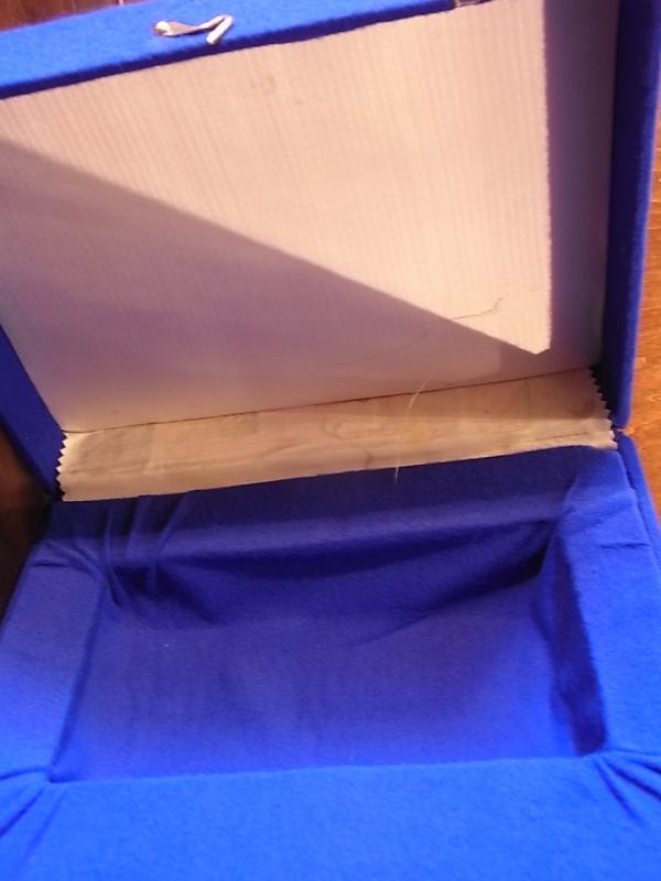 イタリア製青ファブリック宝石箱、アンティークジュエリーケース、宝石ディスプレイ、宝石ケース　BCM 0247（5）