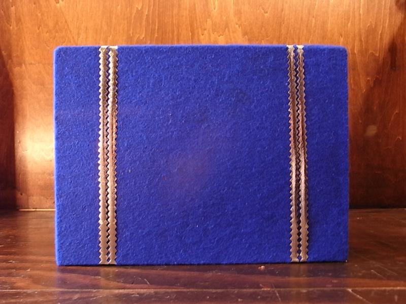 イタリア製青ファブリック宝石箱、アンティークジュエリーケース、宝石ディスプレイ、宝石ケース　BCM 0247（6）