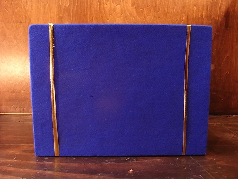 イタリア製青ファブリック宝石箱、アンティークジュエリーケース、宝石ディスプレイ、宝石ケース　BCM 0248（6）