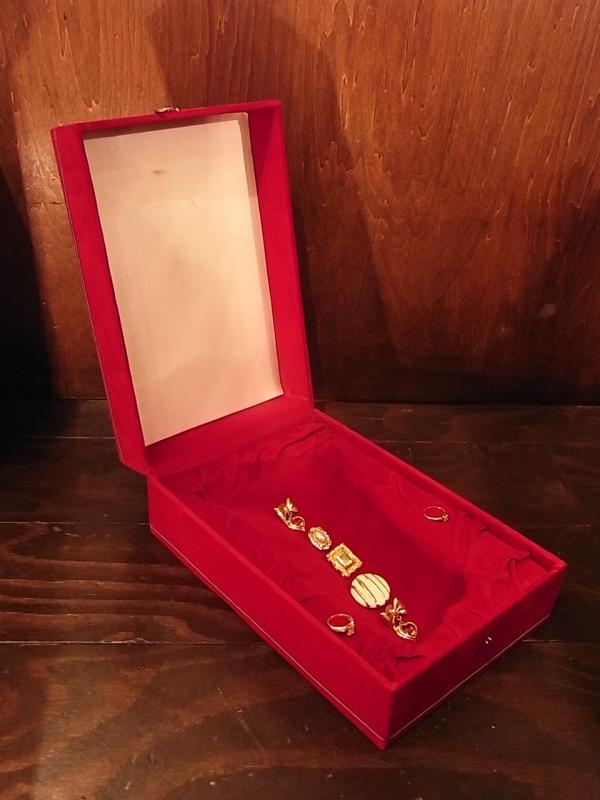 イタリア製赤ベルベット宝石箱、アンティークジュエリーケース、宝石ディスプレイ、宝石ケース　BCM 0250（2）