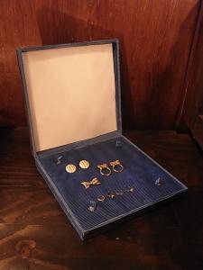 Italian light blue corduroy jewelry display case