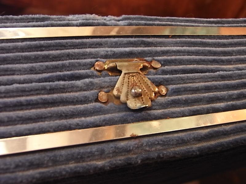 イタリア製水色コーデュロイ宝石箱、アンティークジュエリーケース、宝石ディスプレイ、宝石ケース　BCM 0252（5）