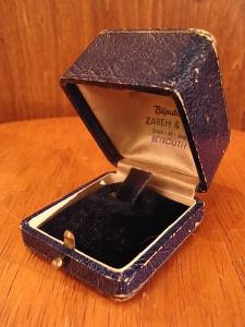 English blue velvet jewelry display case
