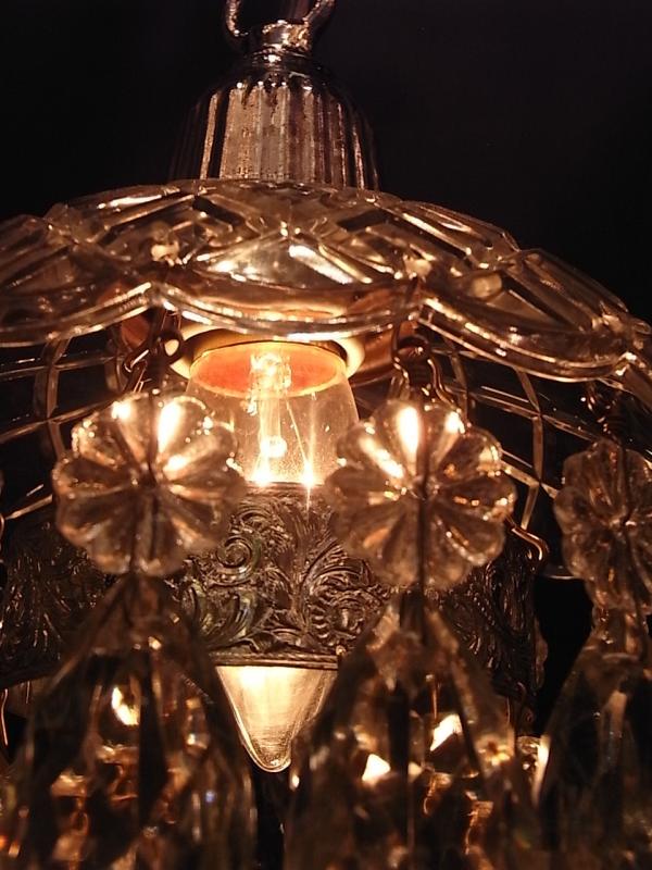 シルバー色パーツガラスシェードシャンデリア、小型インテリア照明、玄関照明、ペンダント照明　LCH 1178（3）