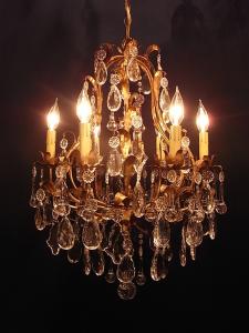 French GOLD LEAF chandelier 6灯