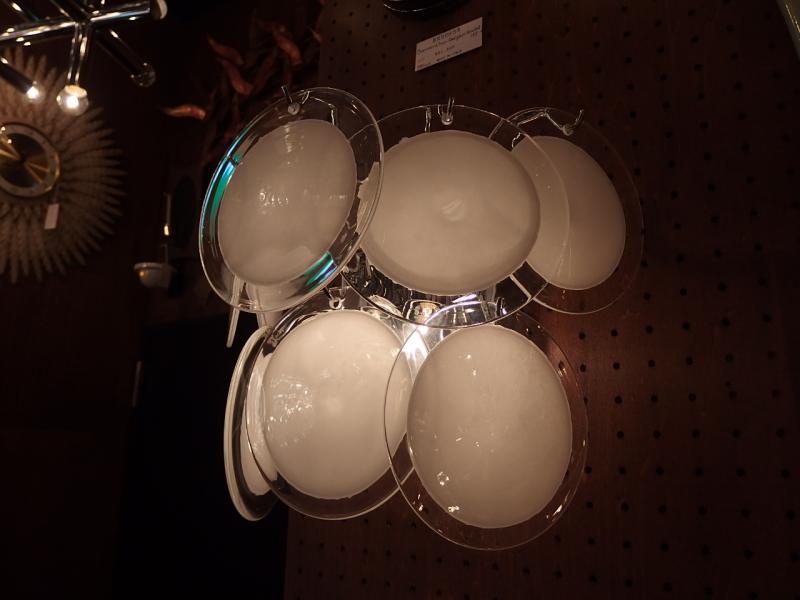 イタリアムラノガラスランプ ディスクシャンデリア NEH 0010/Bianco(7)