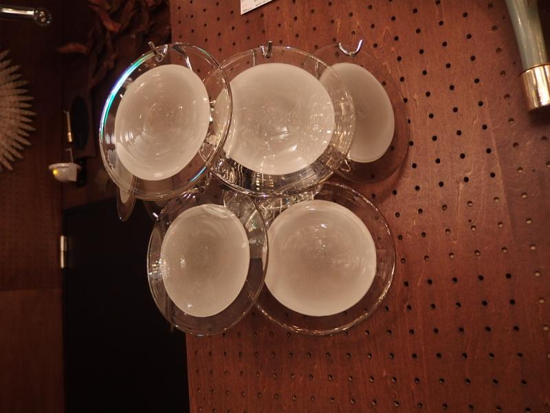 イタリアムラノガラスランプ　ディスクシャンデリア　　NEH 0010/Grigio（3）