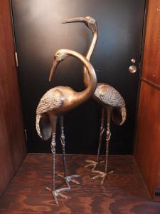 Pair of Brass Crane Objects