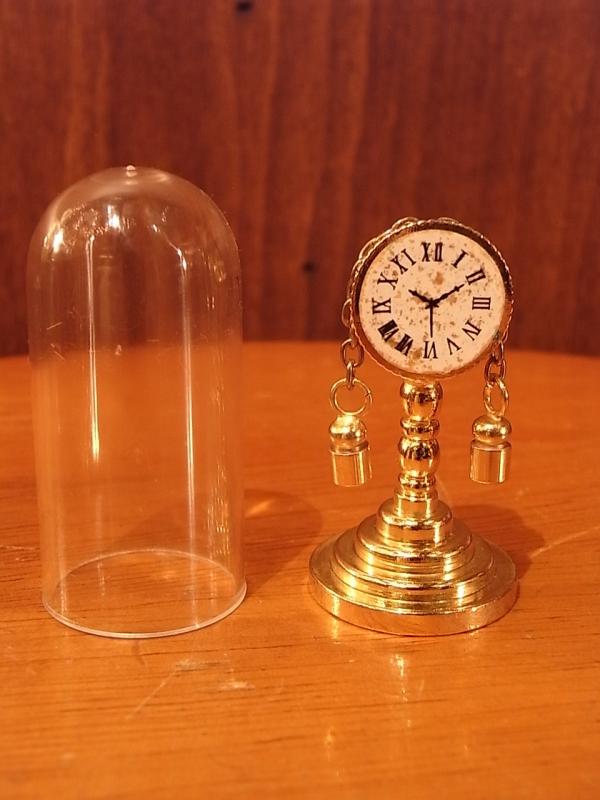 イタリア製真鍮テーブルクロック置物、ミニチュア置き時計、ドールハウス小物、テラリウムインテリア　LCM 6227（2）