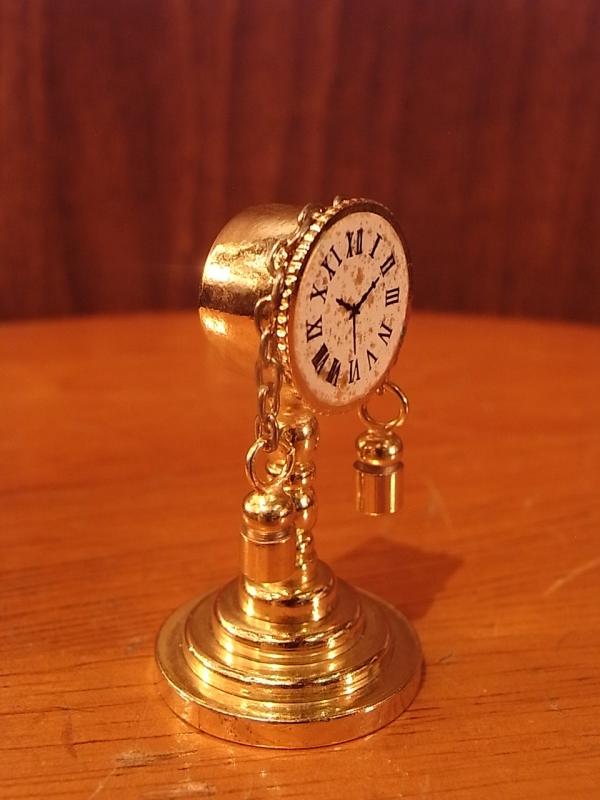 イタリア製真鍮テーブルクロック置物、ミニチュア置き時計、ドールハウス小物、テラリウムインテリア　LCM 6227（3）