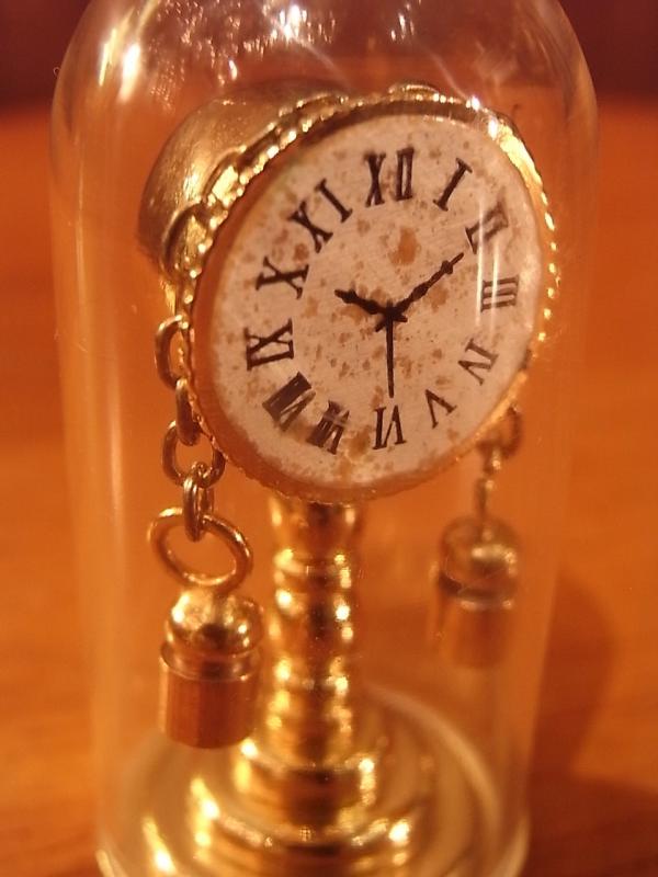 イタリア製真鍮テーブルクロック置物、ミニチュア置き時計、ドールハウス小物、テラリウムインテリア　LCM 6227（7）