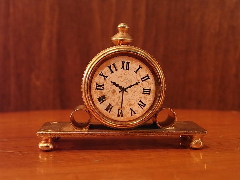 Italian mini brass table clock