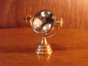 Italian mini brass stand mirror