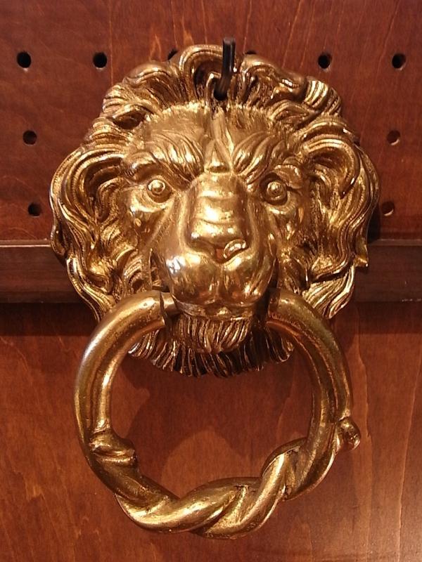 イタリア製真鍮ライオンドアノッカー、ドアノック、ドア飾り、ドア装飾 