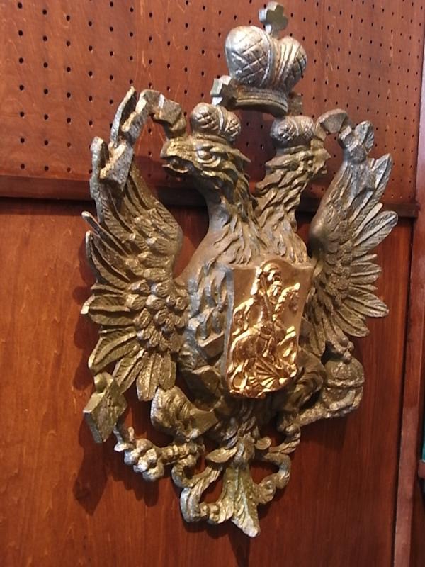 インテリアイーグル紋章のエンブレム、双頭の鷲エンブレム壁掛け、王冠 