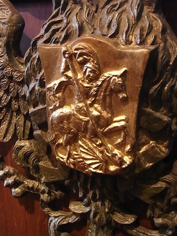 インテリアイーグル紋章のエンブレム、双頭の鷲エンブレム壁掛け、王冠壁飾り　LCM 6727（4）