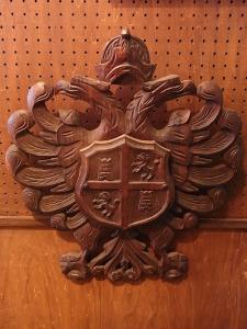French wood eagle emblem wall ornament