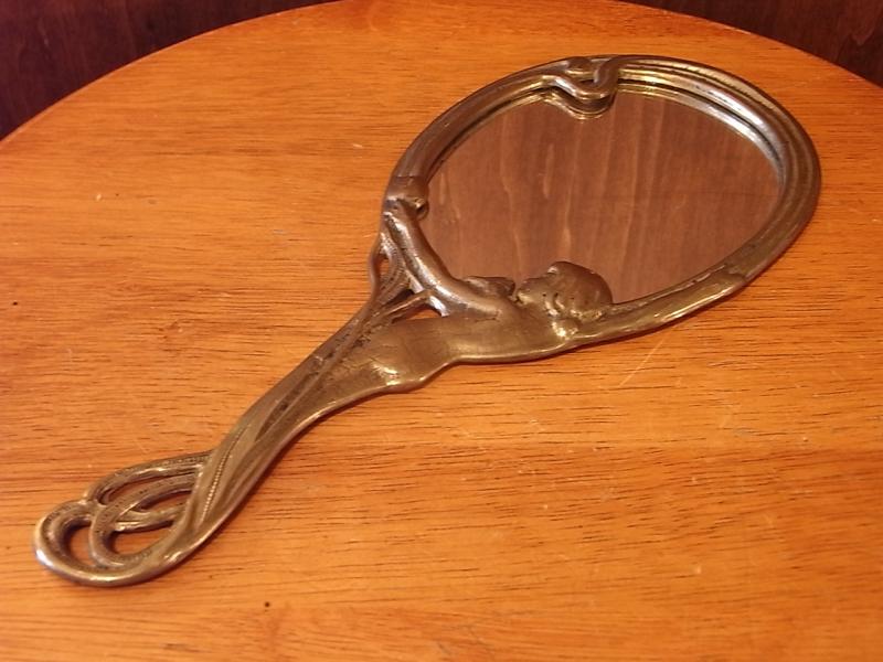 Italian brass hand mirror
