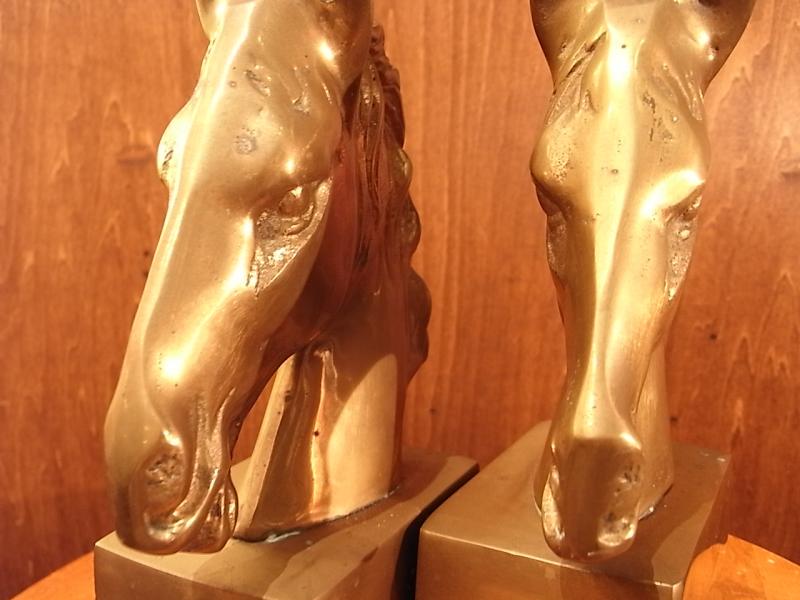 イタリア製馬真鍮ブックエンド、ウマ本立て、真鍮ホース置物　LCM 6559（2）