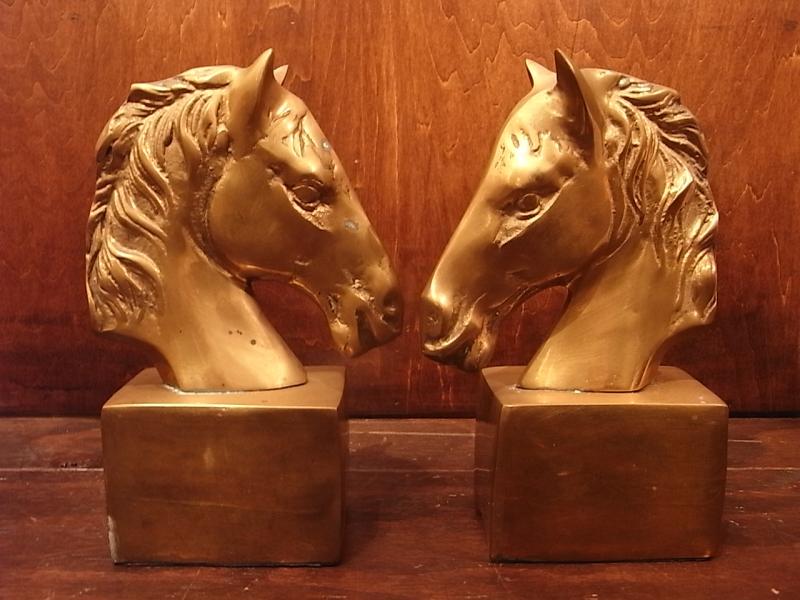 イタリア製馬真鍮ブックエンド、ウマ本立て、真鍮ホース置物　LCM 6559（4）