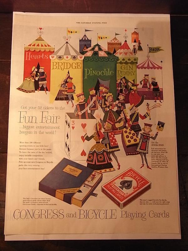 CONGRESS & BICYCLE playing cards advertisement poster