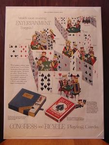 CONGRESS & BICYCLE playing cards advertisement poster