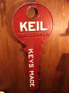 red KEIL KEYS MADE wall ornament