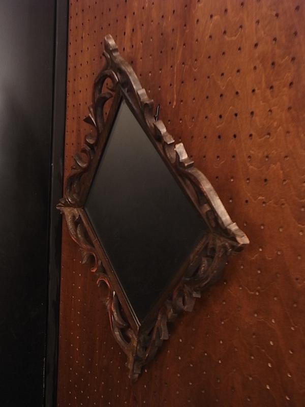 木製インテリア壁掛け鏡、アンティークひし形ミラー、ウォールミラー 　BCM 0269（2）