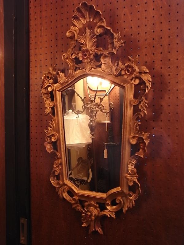 イタリア製インテリア壁掛け鏡、アンティークお花ミラー、ウォールミラー 　LCK 0577（2）