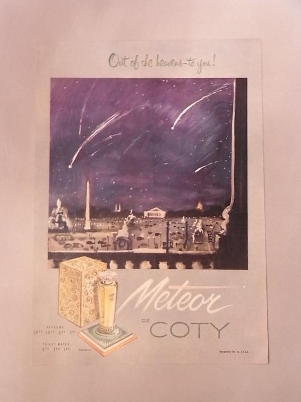 Coty / Meteor perfume bottle advertisement poster