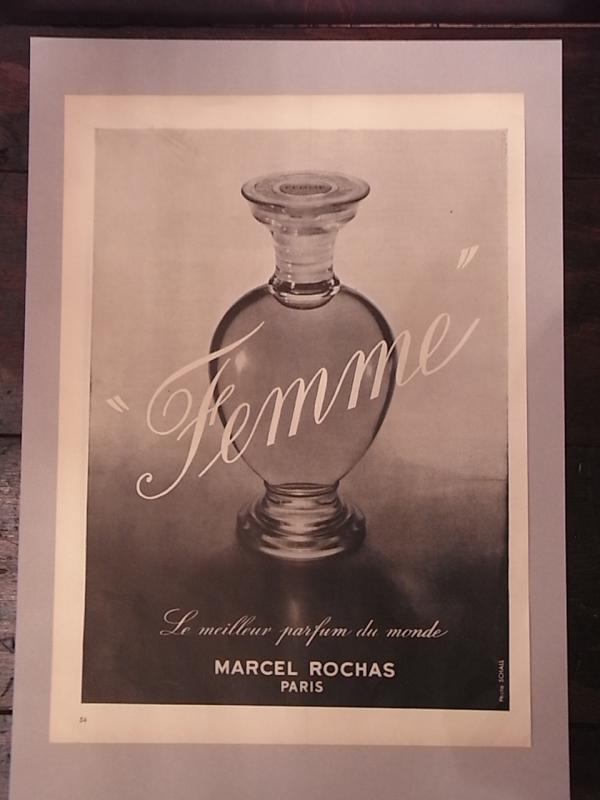 ROCHAS / Femme perfume bottle advertisement poster