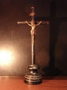 French black wood crucifix stand