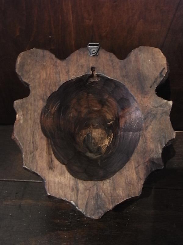 木製クマ壁掛け　木彫り熊オブジェ　熊顔面　BCM 0266（5）