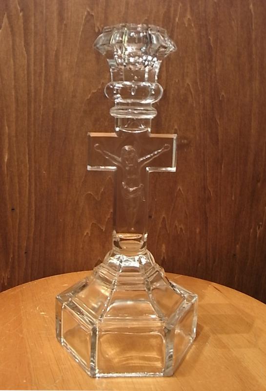 Italian glass crucifix candle holder