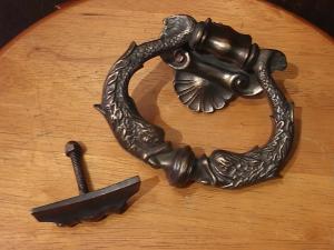 Italian brass catfish door knocker SET