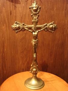 Italian brass crucifix stand