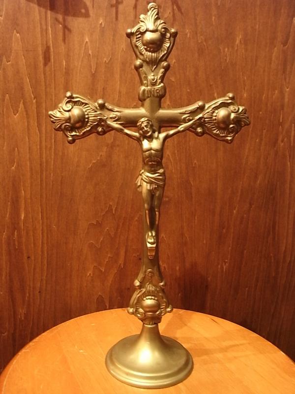 Italian brass crucifix stand