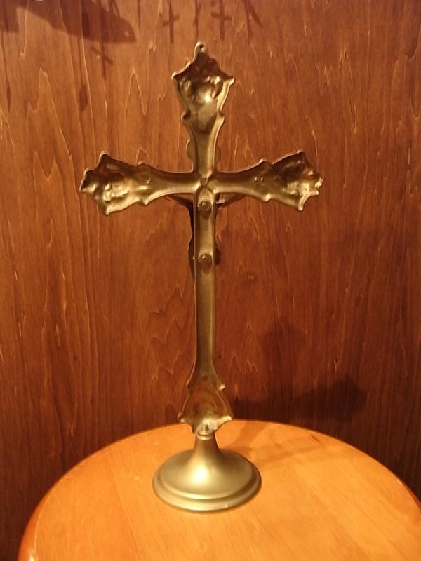 イタリア製真鍮十字架　はりつけ　キリスト像　ジーザス系置物　LCJ 0540（3）