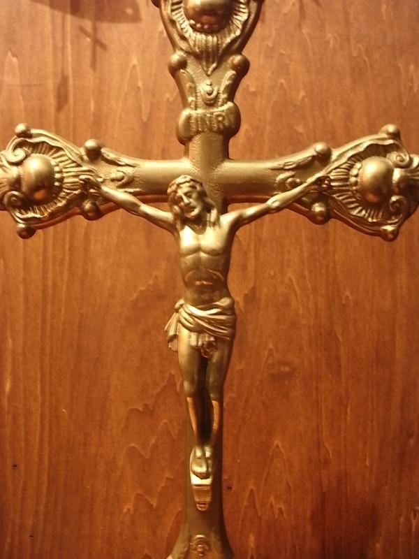 イタリア製真鍮十字架　はりつけ　キリスト像　ジーザス系置物　LCJ 0540（4）